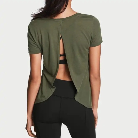 Forest Night Green Tulip Open Back Flyaway Tee Shirt T-Shirt - Picture 1 of 9